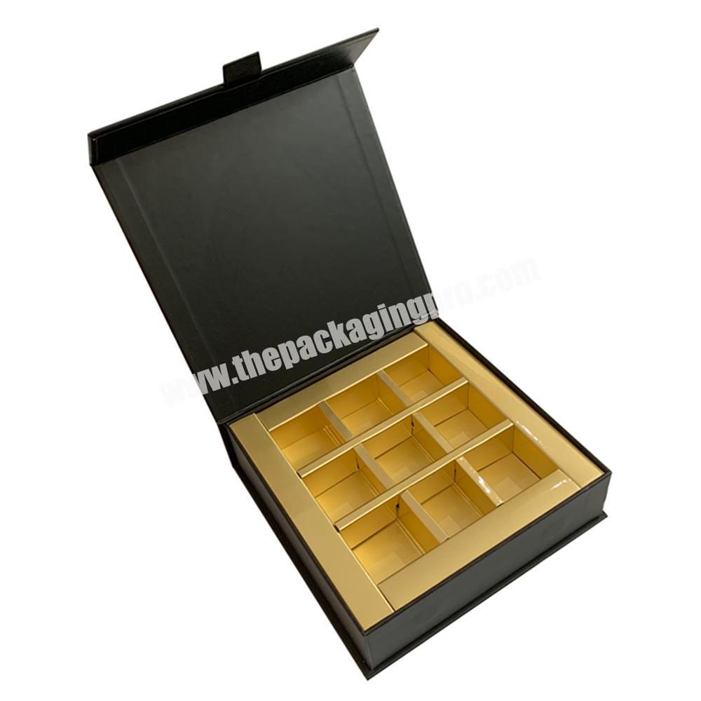 Black Matte Custom Logo Cardboard 9 Pieces Chocolate Packaging Truffle Box