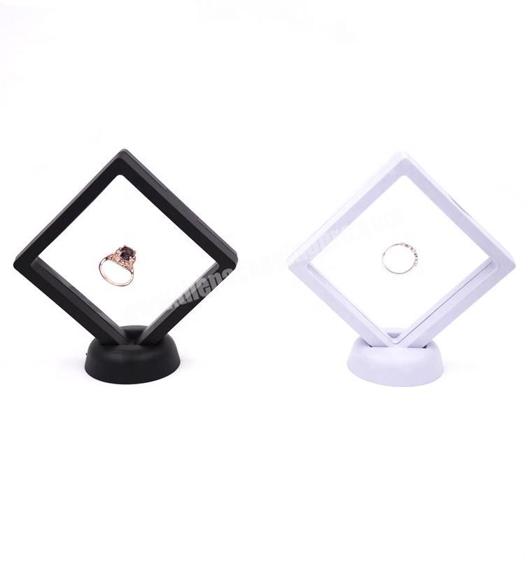 Black White Suspended Floating Display Case Jewellery Ring Coins Gems Artefacts Stand Holder Box