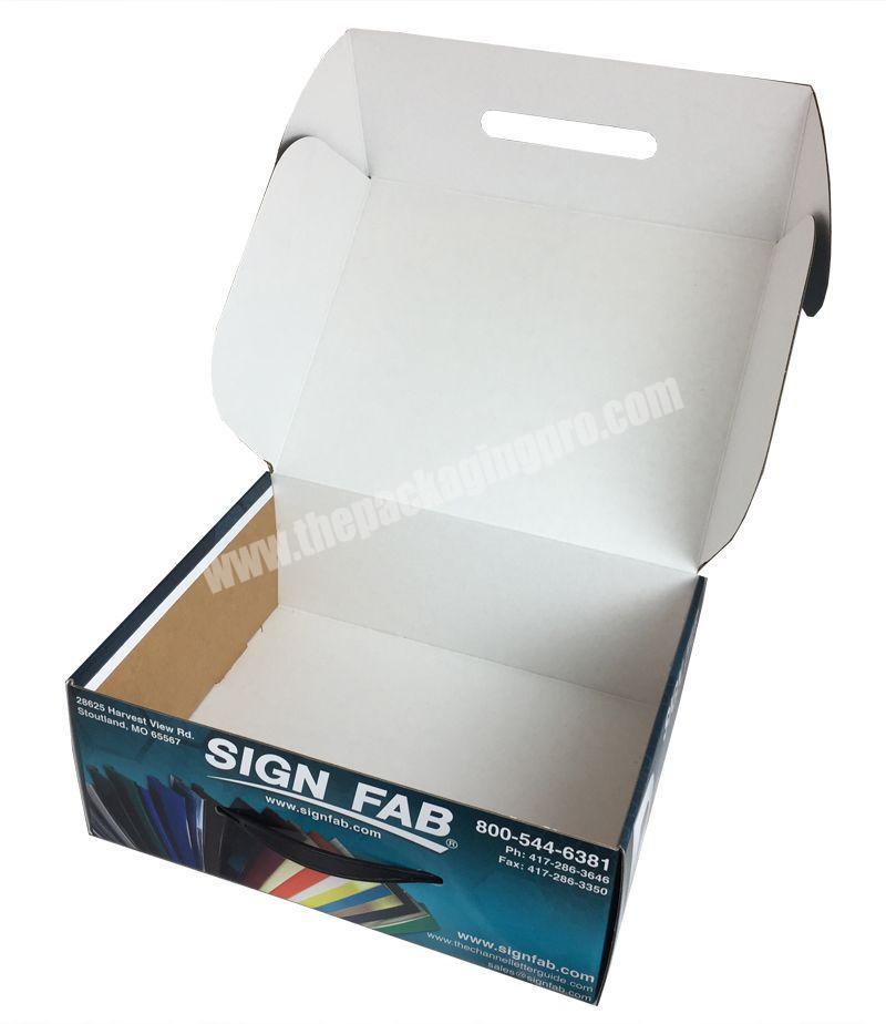 China Factory Full Color B Flute Custom Printed Corrugated Cardboard Box Suitcase Box with white inside