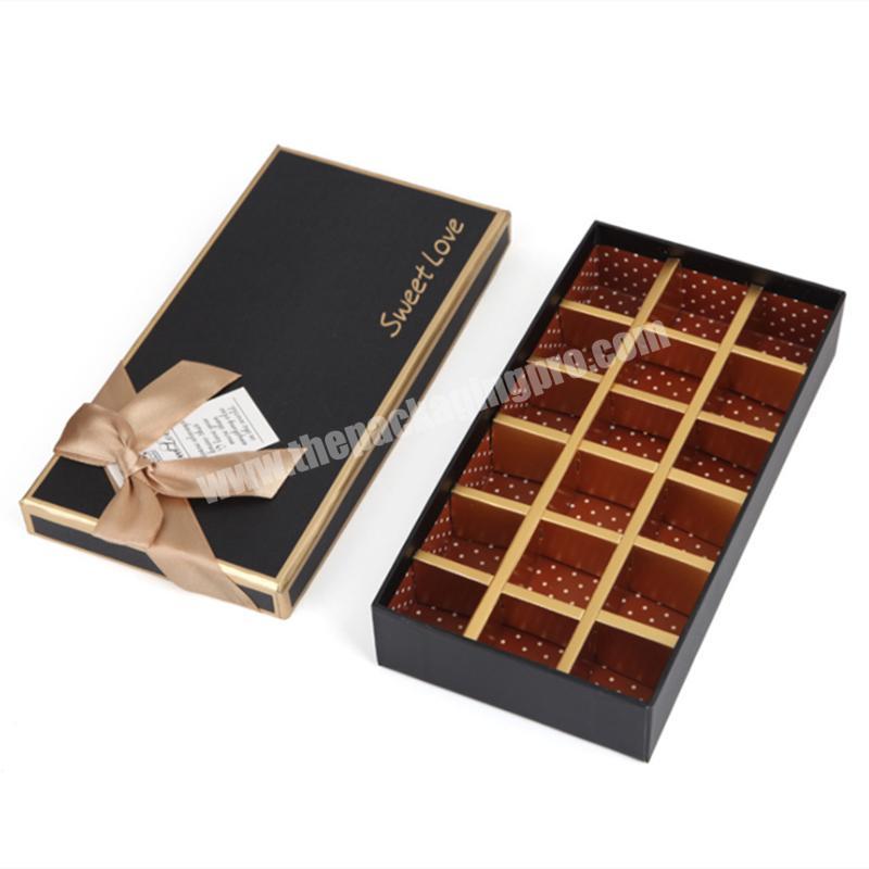 China Manufacturer Custom Chocolate Candy Gift Box Separator Insert Black Truffle Chocolate Bar Box