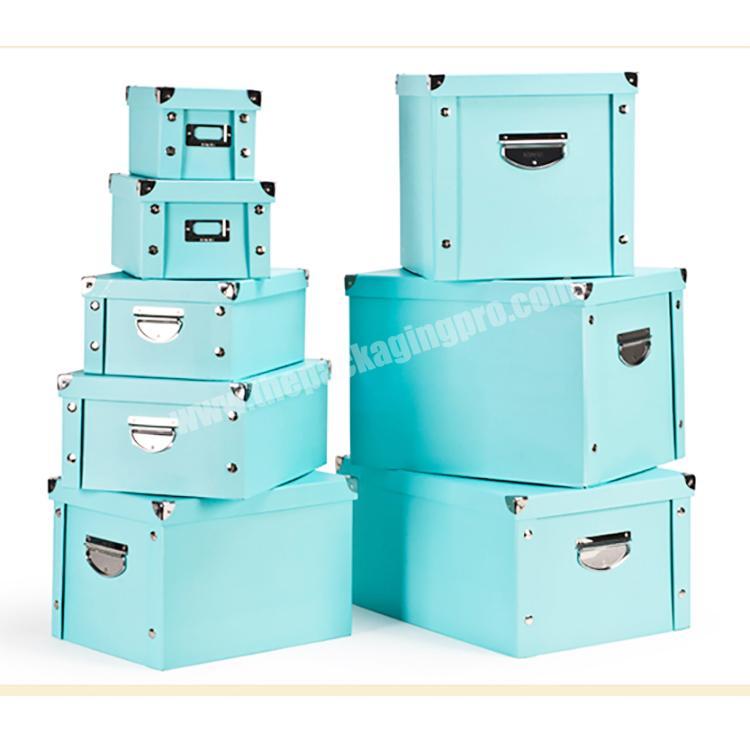 Custom Beautiful Large Square Blue Rigid Paper Storage Box For Clothes Books