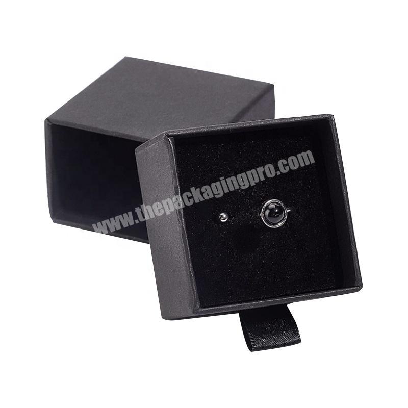 Custom Black Kraft Paper Craft Packaging Cardboard Gift Drawer Boxes with Sponge for Jewelry Bracelet Ring