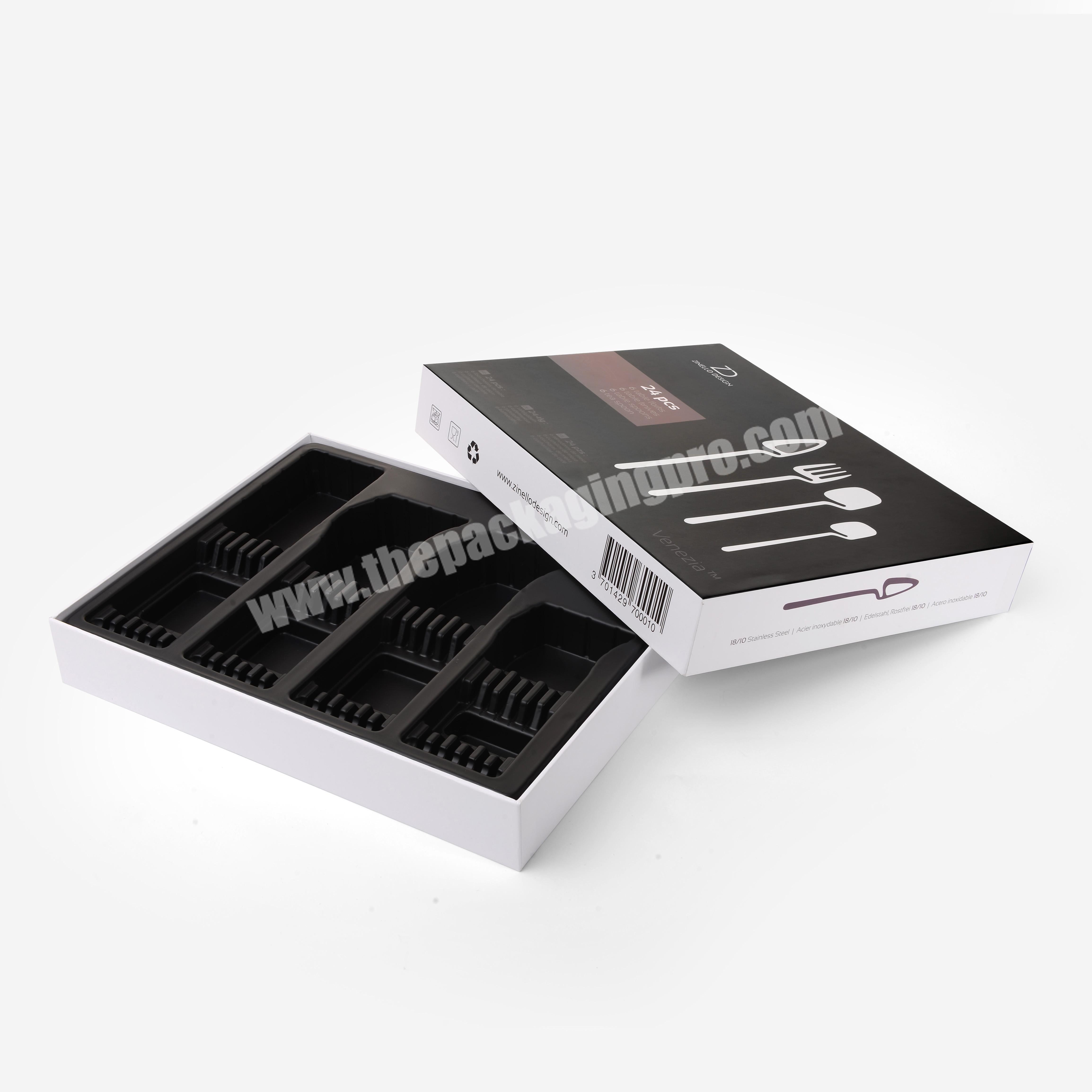 Custom Black Logo Inside Blister Cardboard Display Cheap Tableware Paper Gift Packaging Box