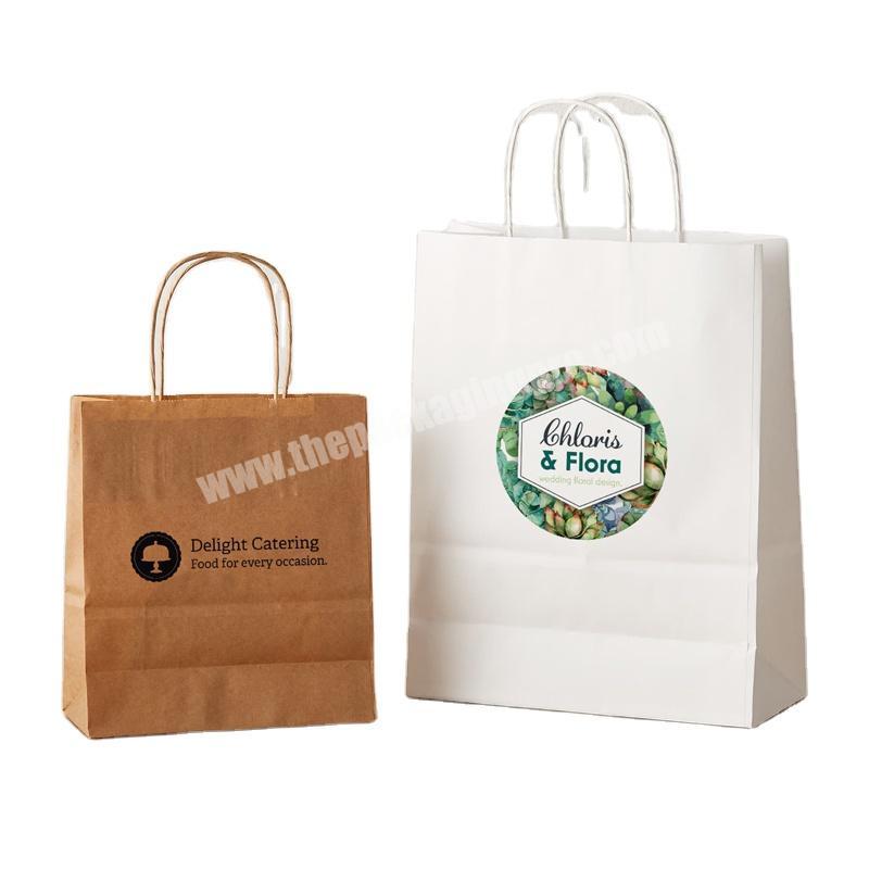 Custom Brown paper recycle take away bag shopping bags thank you bag with handle for business