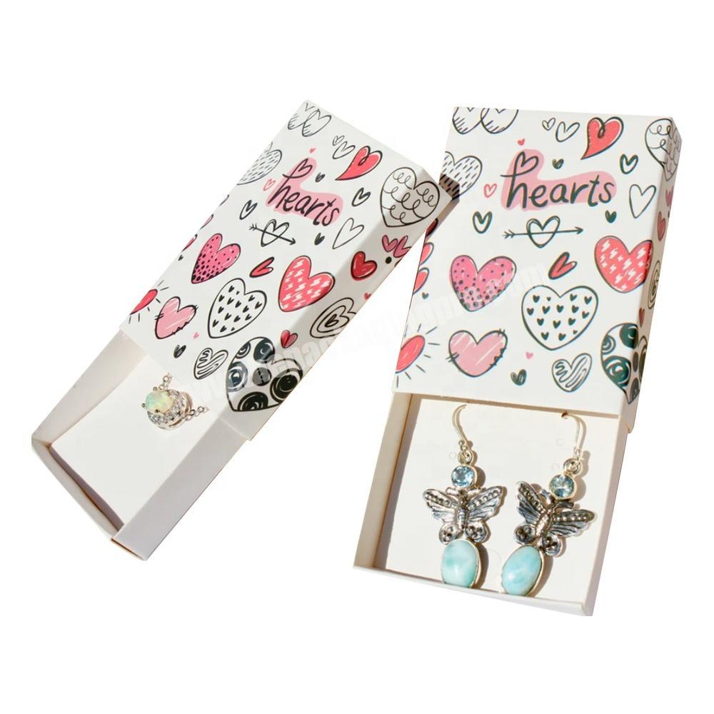 Custom Extra Thin Necklace Earring Slide jewelry drawer paper Boxes cardboard Gift Packaging Wedding box Set