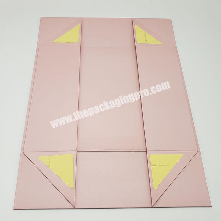 Custom Large Magnetic Foldable Clothing Gift Packaging Box With Pink Ribbon