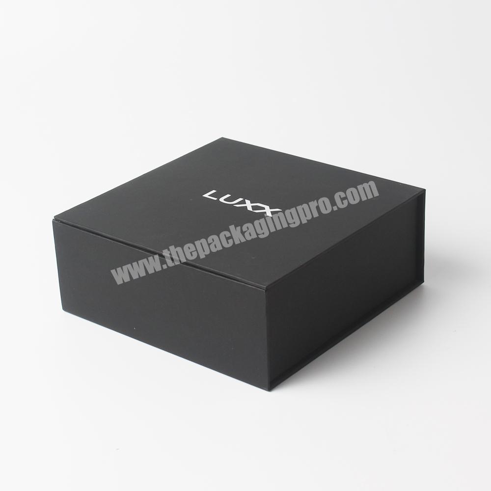 Custom Logo Black Packaging Gift Paper Box with Magnetic Flap