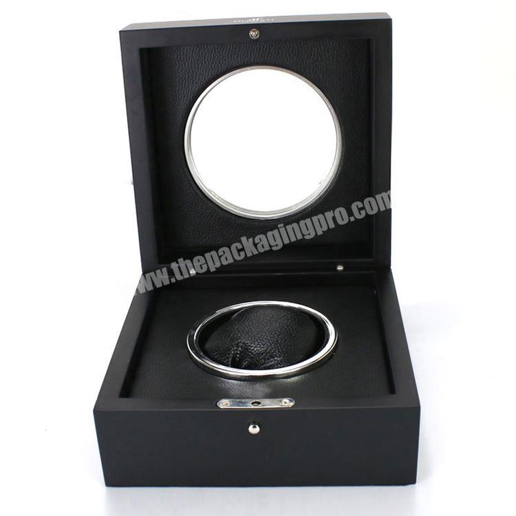 Custom Logo Gift Display Flip Watches Boxes Packaging Storage Luxury Black Acrylic Skylight Watch Box