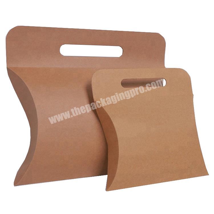 Custom Logo Kraft Paper Pillow Packing Boxes with Handle