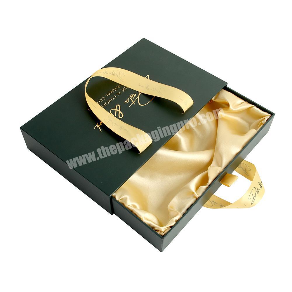 Custom Logo Ribbon Cube Cardboard Clothing Drawer Satin Lined Gift Paper Box