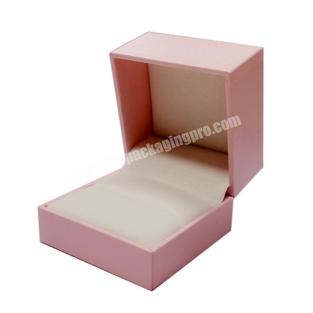 Custom Logo Square Velvet Small Fancy Pink Jewellery Ring Display Jewelry Paper Packaging Box