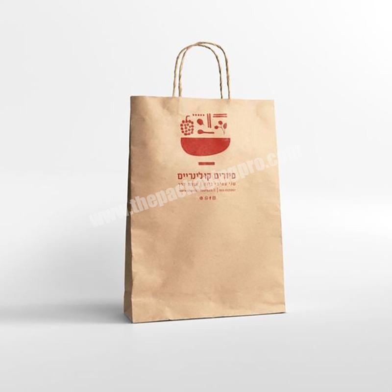 Custom Logo design  cheap Brown Takeaway Shopping Kraft Paper Bag With Handles
