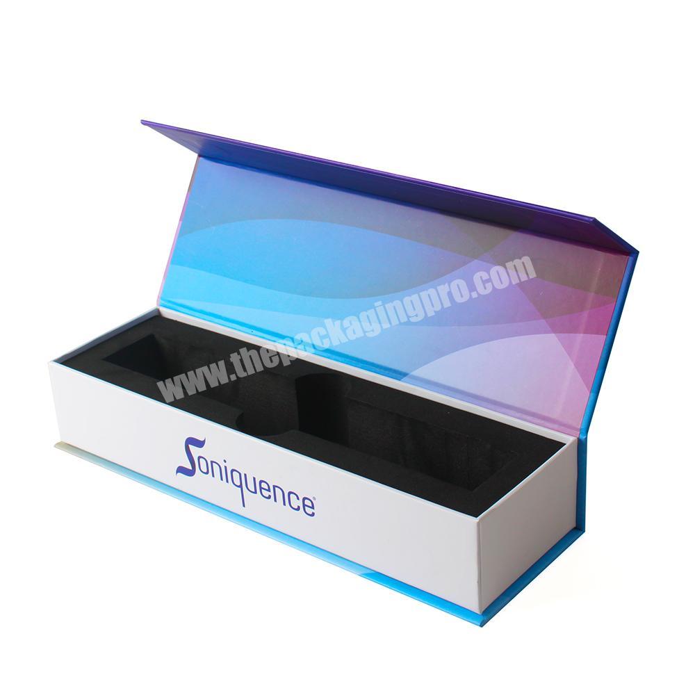 Custom Luxury Exquisite Sponge Protection Logo Hard Cosmetics Paper Gift Cardboard Magnetic Book Shape Packing Box