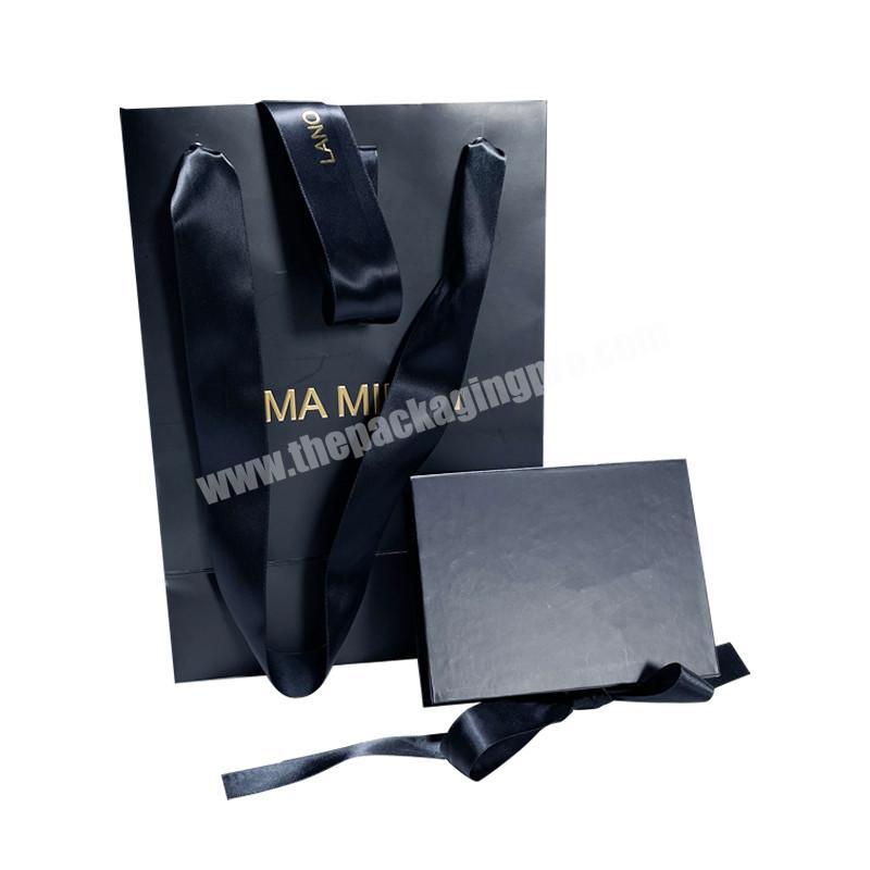 Custom Luxury Jewelry Ribbon Closure Box with Paper Bag