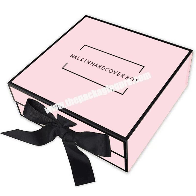 luxury magnetic large pink gift packaging paper boxes with ribbon