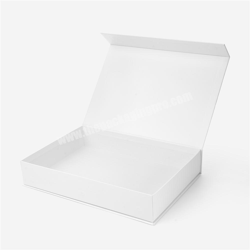 Custom Made Garment Clothing White Rigid Book Shape Magnetic Spot UV Gift Folding Box