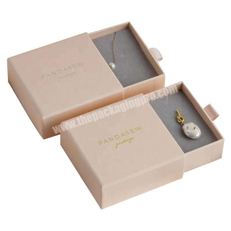 Custom Nude Thick Jewelry Drawer Paper Boxes Personalized Logo Necklace Earrings Ring jewellery gift Packaging Box
