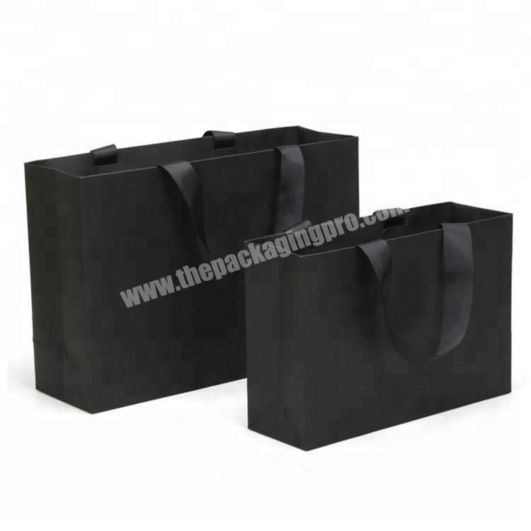 Custom Plain Black Paper Packing Gift Bag With Logos