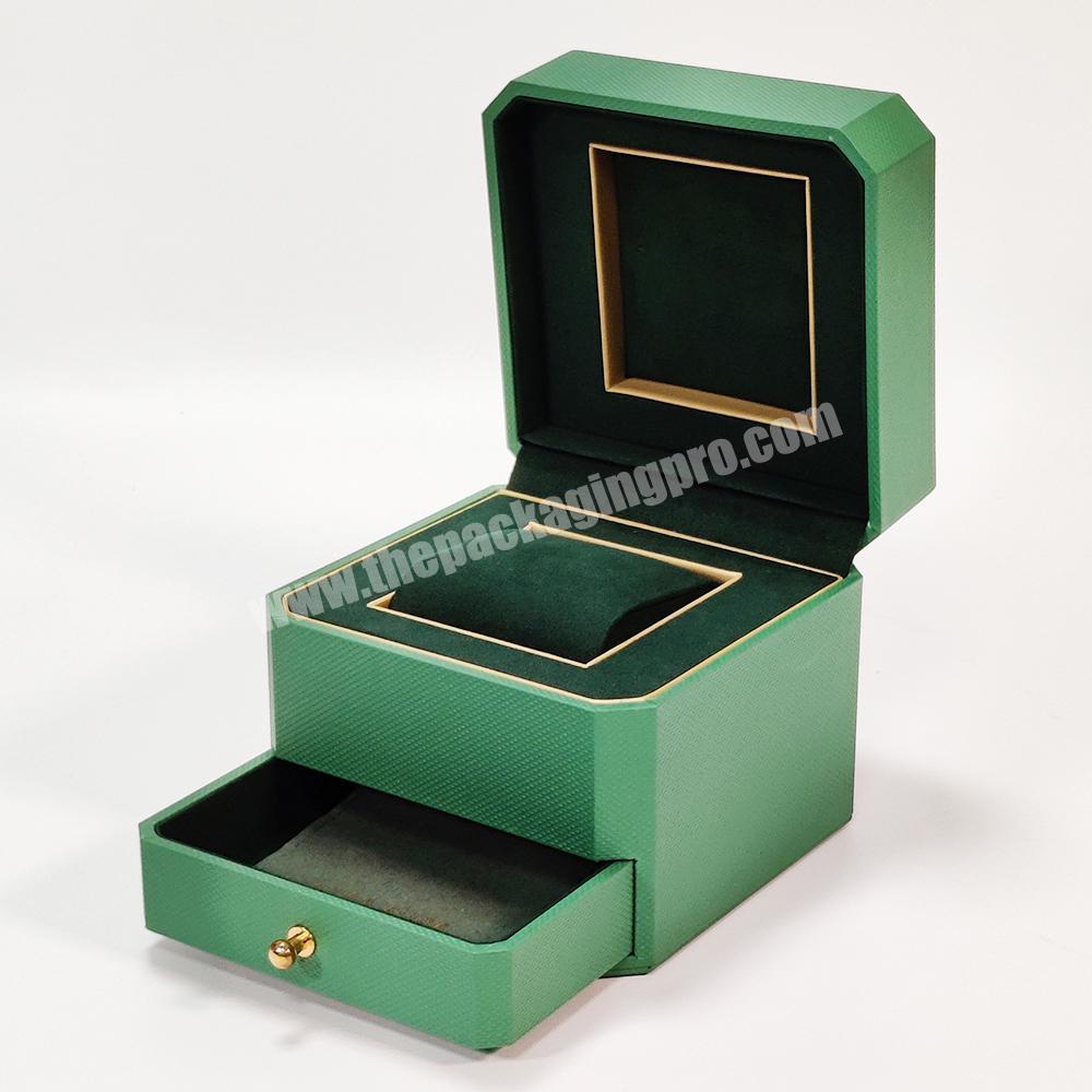 Custom Smooth Display Packaging Ladies Gift Watch Case Jewelry Box Velvet Cushion with Drawer Slide Compartment