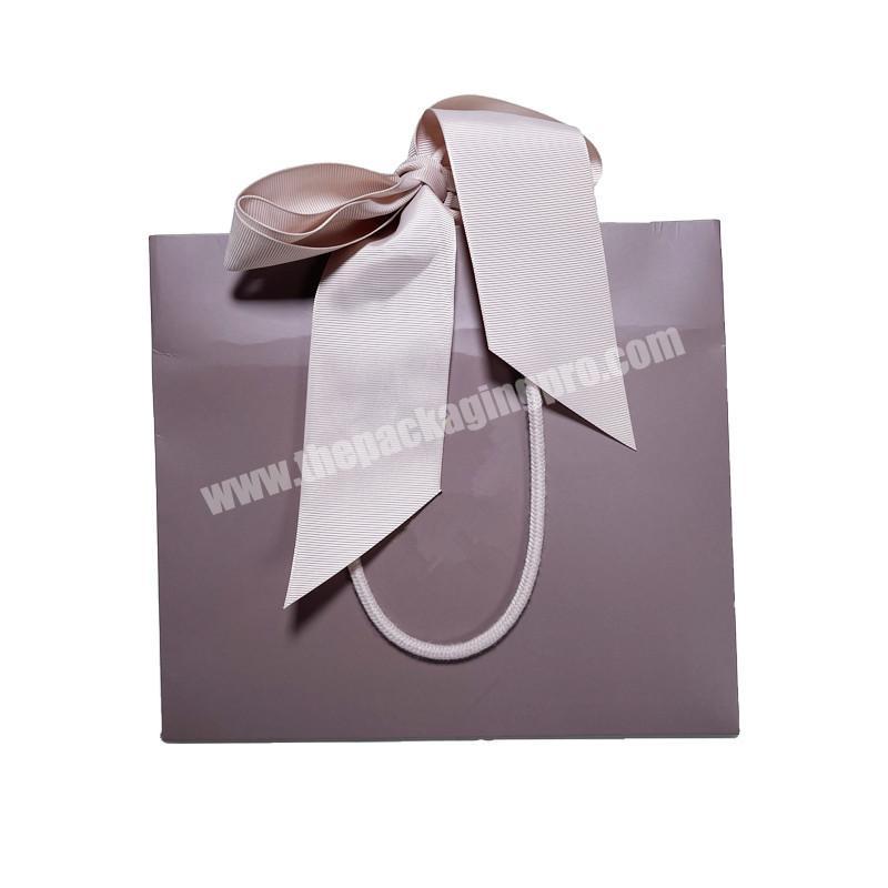 Custom Special LOGO Gift Paper Bag with Bow Ribbon