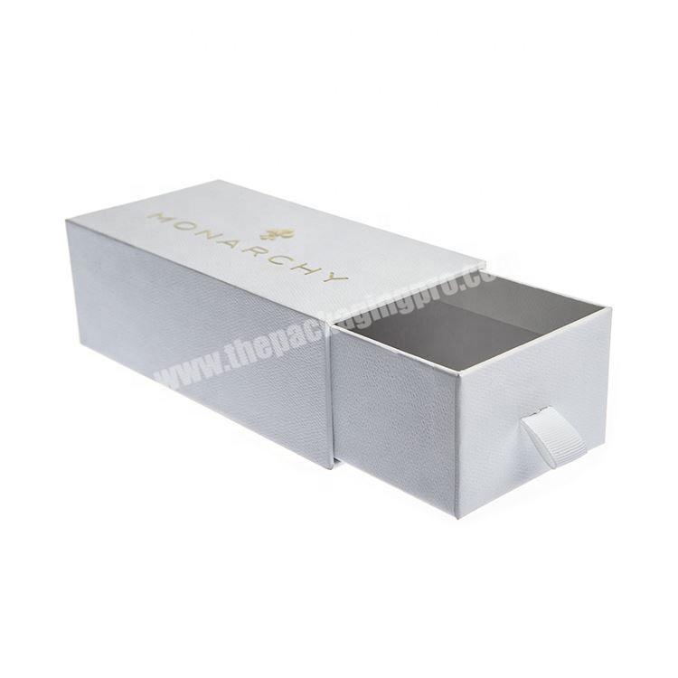 Custom White Drawer Box with LOGO Gold Hot Foil