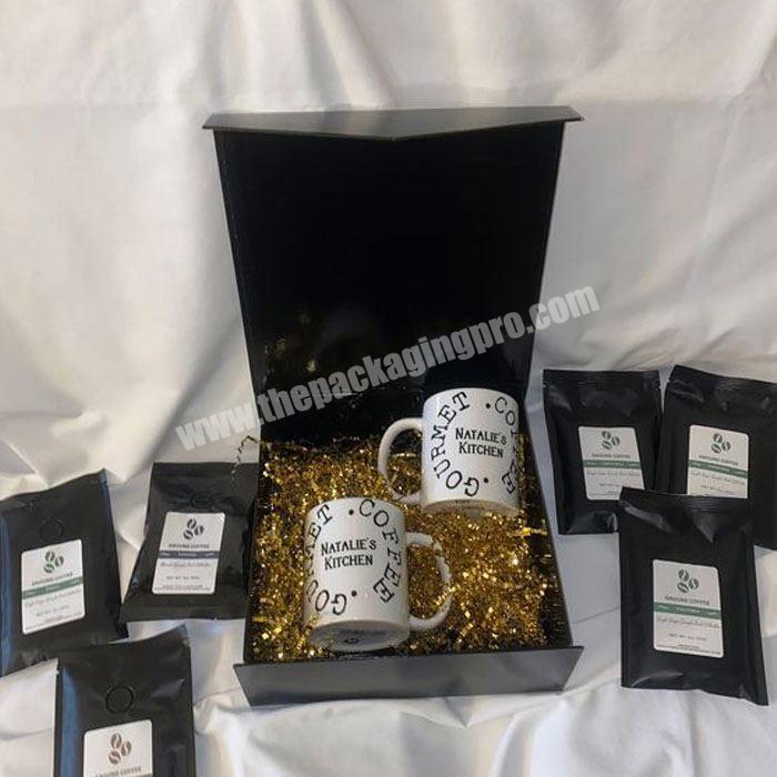 Custom black cardboard shipping box gift mug square packaging mug set gift packaging box 11 oz coffe mug box