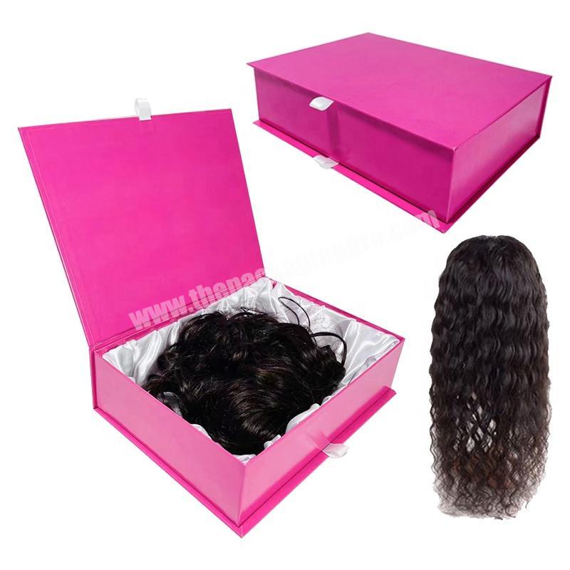 Custom logo Luxury Cardboard Gift Virgin Human hair packaging boxes wholesale pink wig packaging for hair extension box