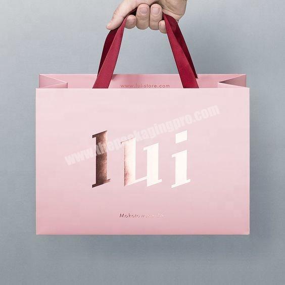 Custom logo Luxury large paper Boutique Ribbon gift shopping bags