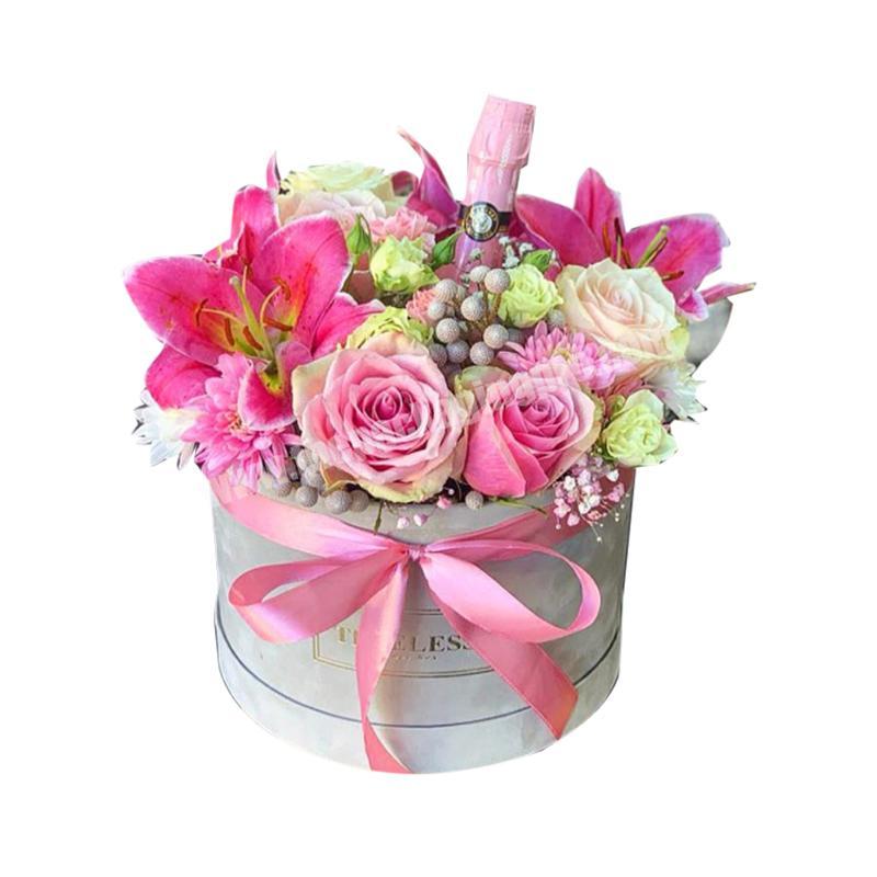 Custom logo luxury high quality velvet cardboard own brand round rose paper floral flower hat box with lid bouquet packaging