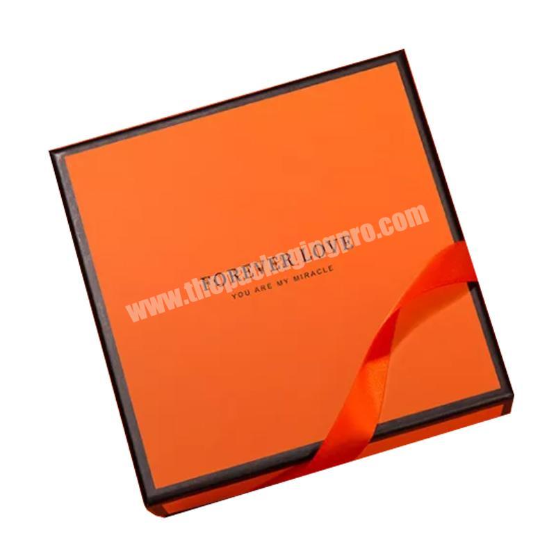Custom logo wholesale luxury orange rigid cardboard hair extenssions package paper handbags shoes packaging gift box