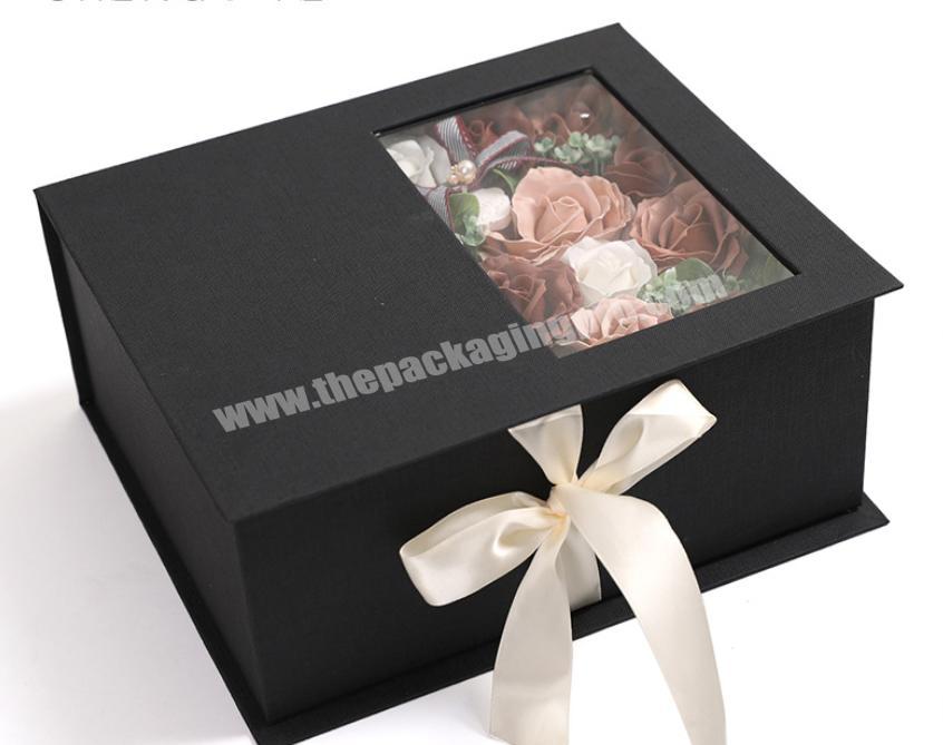 Custom luxury cardboard paper box magnetic gift box for flower gifts packaging with clear PVC window