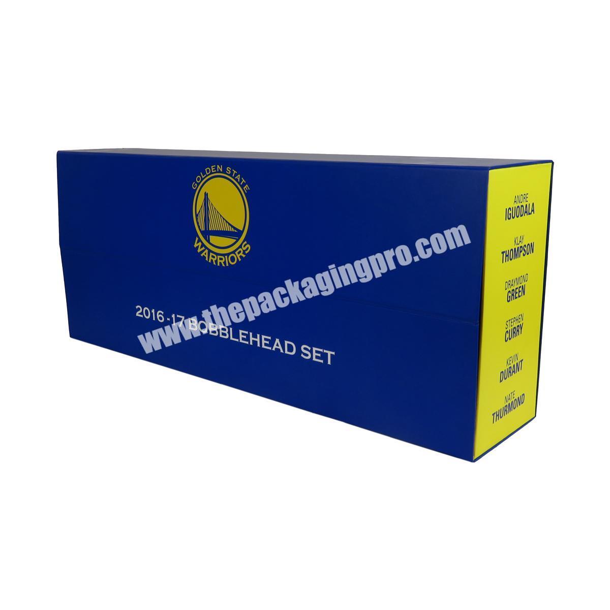 Custom toy cardboard hinged packaging with magnetic closure bobblehead gift box