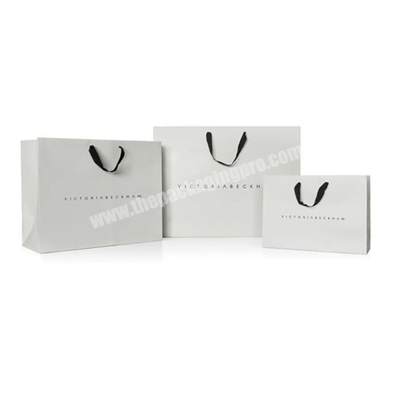 Custom white paper bags logo printing with handle