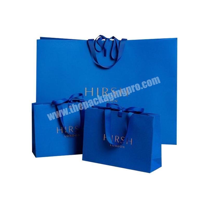 Customized creative brand printed paper shopping bag with ribbon