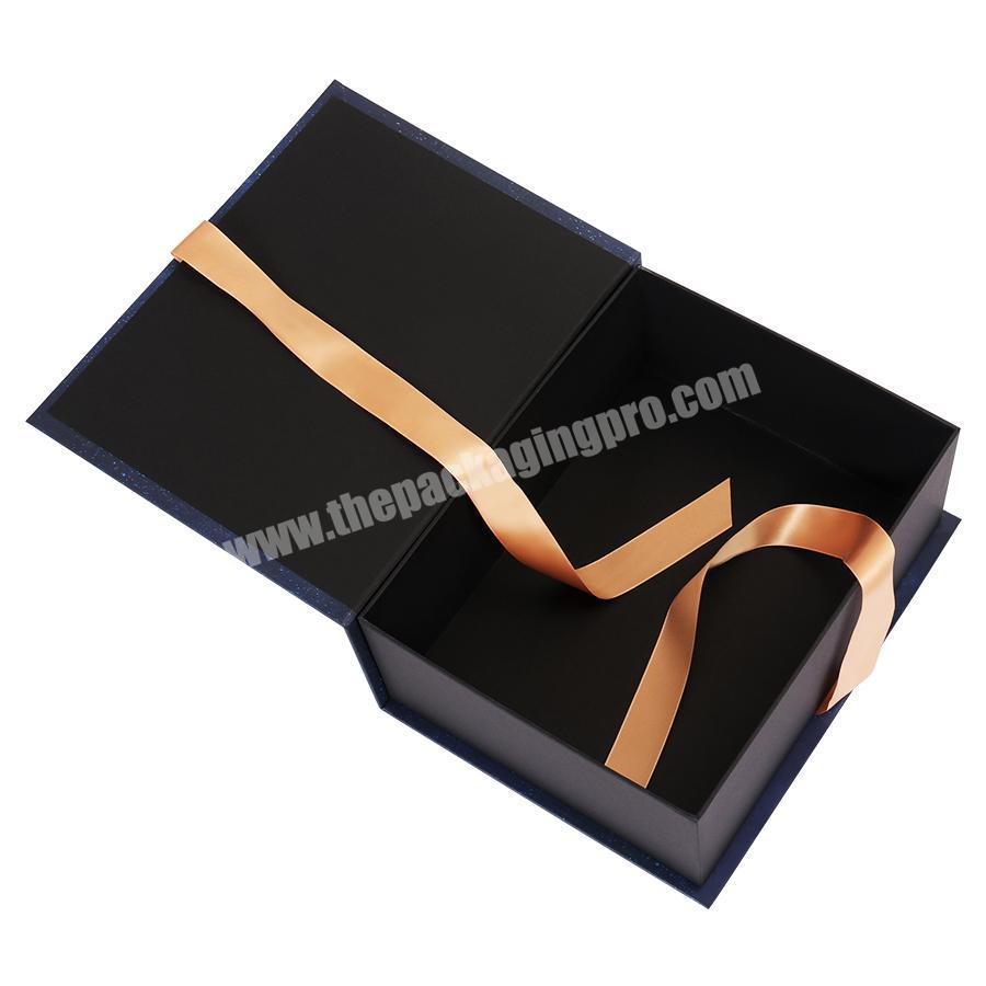 Customized design Yellow silk ribbon riband bowknot folded gift paper cardboard box