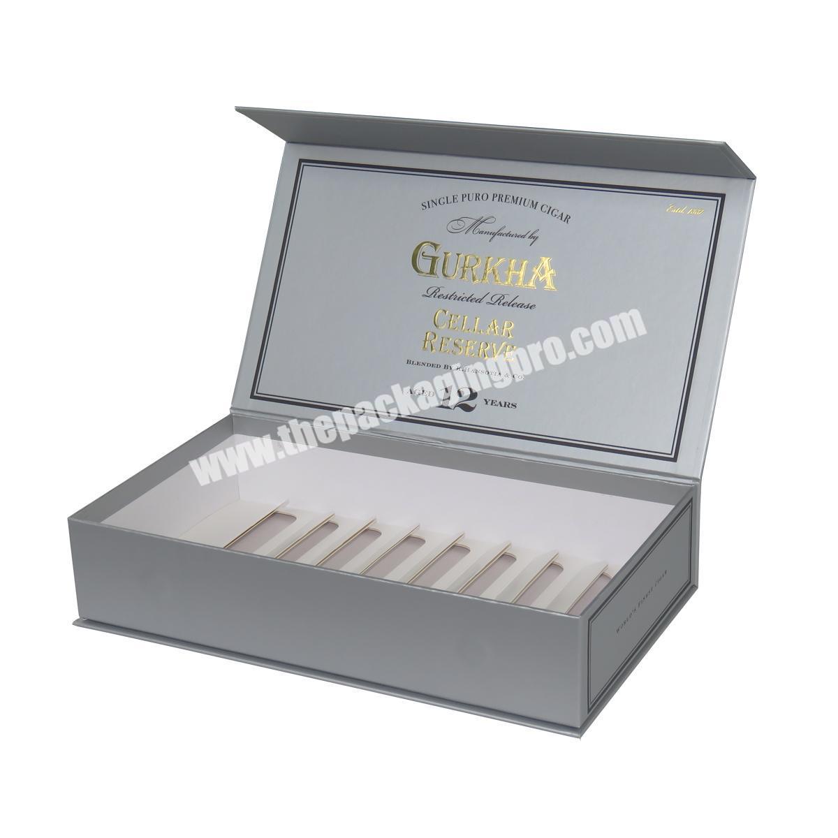 Customized wholesale magnetic gilding flip packaging case cardboard cigar cigarette carton box factory