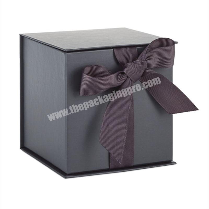 Customized your own logo high-end luxury black business gift box cardboard packaging box with magnetic flip lids