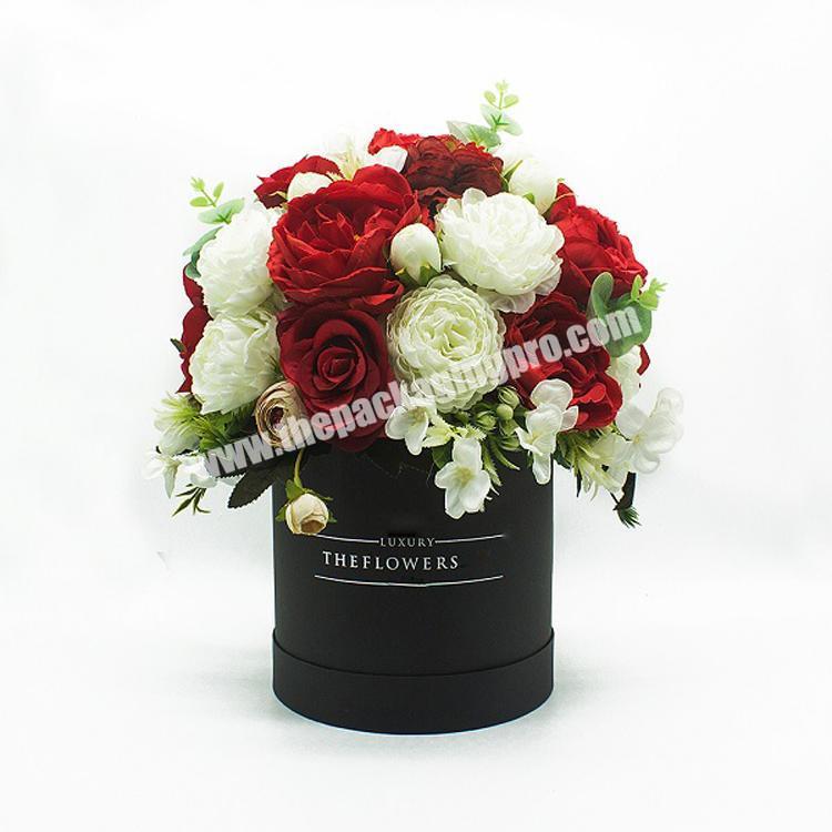 Decorating flower boxes for christmas flower bouquet in a box round flower gift box with lid