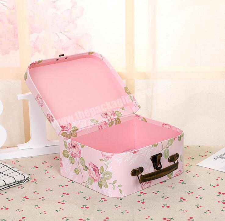 Dongguan manufacturer unique cartoon design cardboard mini suitcase box wholesale