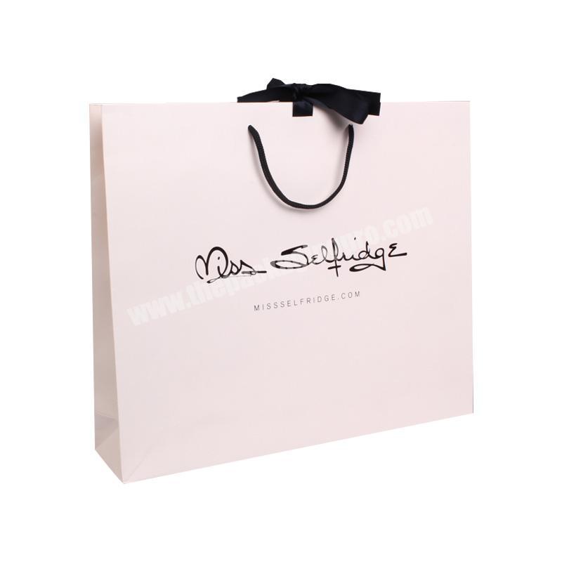 Eco Friendly pink  Shopping Shoe Plain Paper Bag with ribbon handle
