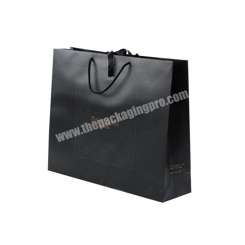 Eco friendly matte black gold logo Boutique clothes shopping paper bag