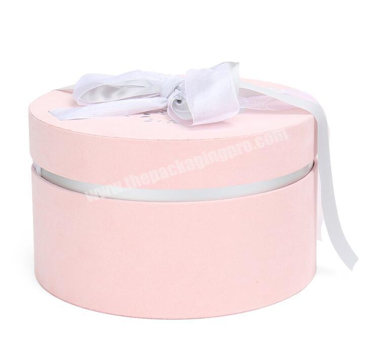 Eco-friendly paper Round flannelette wedding packaging gifts candy box eternal life flower box velvet packaging box wholesale