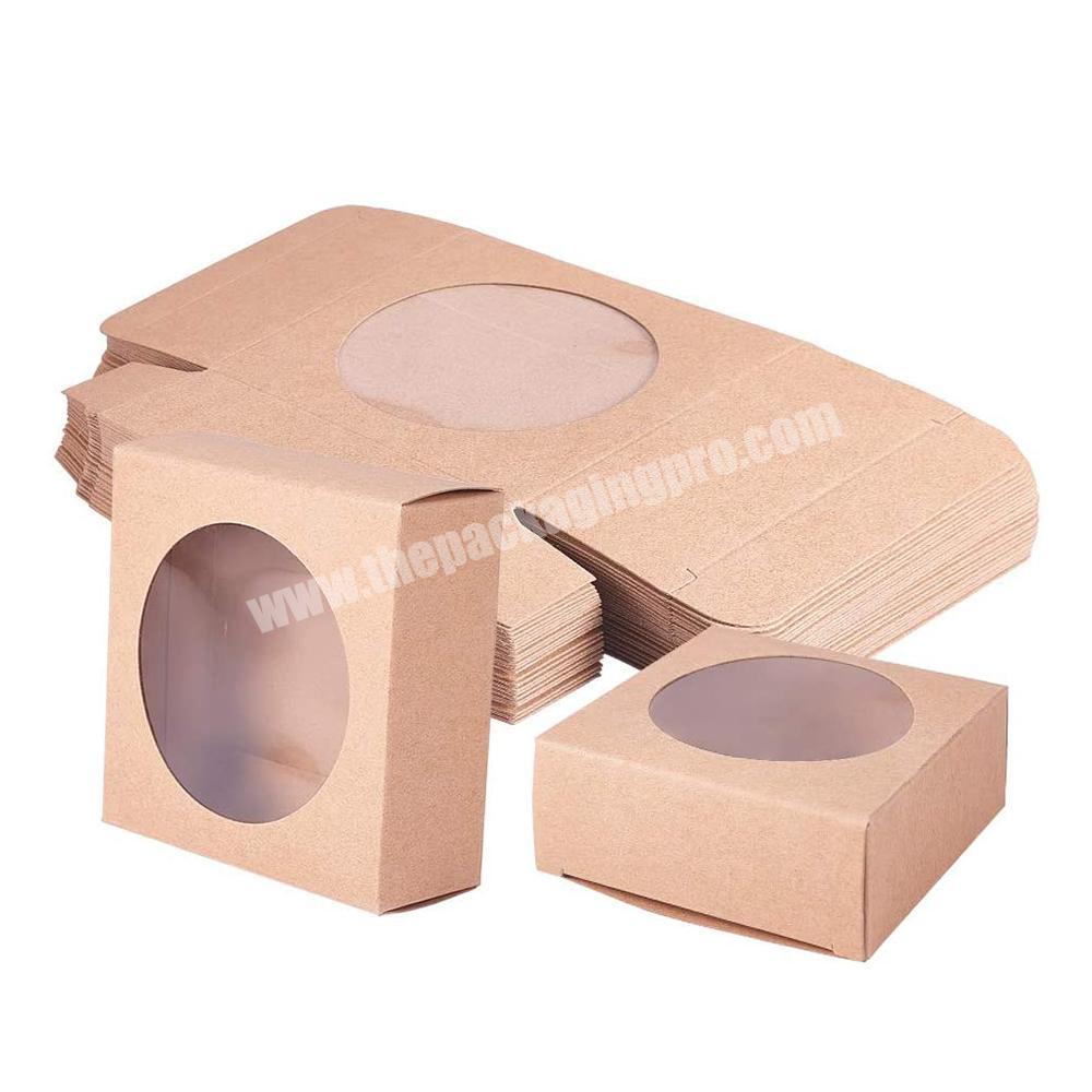 Eco friendly square clear kraft paper soap packaging boxes custom logo recycled travel soap bar flower gift packing box window