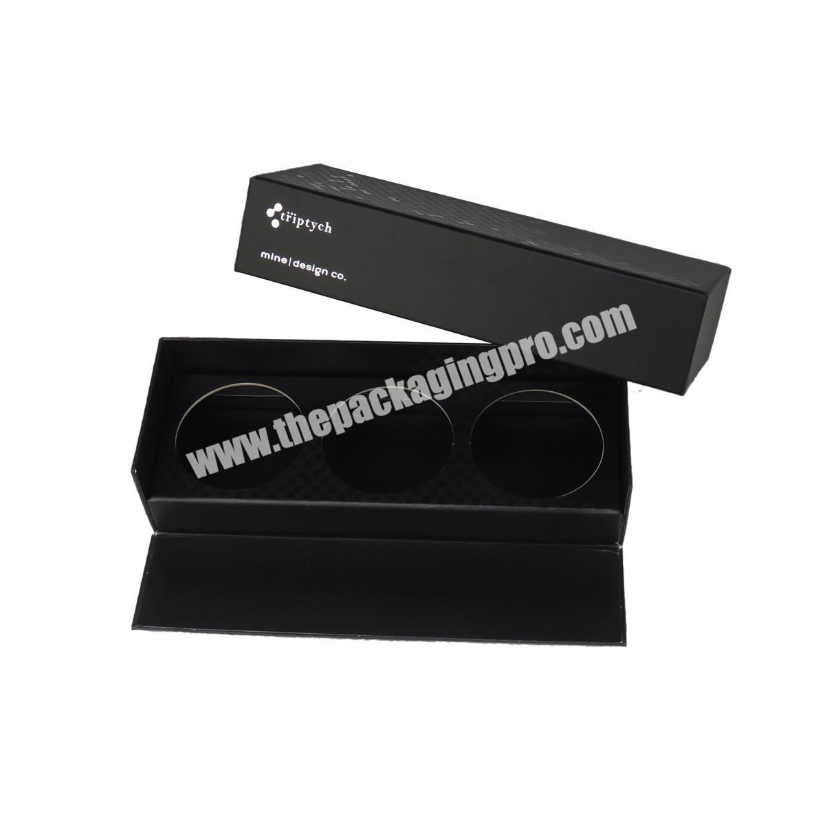 Eco packaging box for candle jars in bulk factory supply luxury matte black gift boxes with insert
