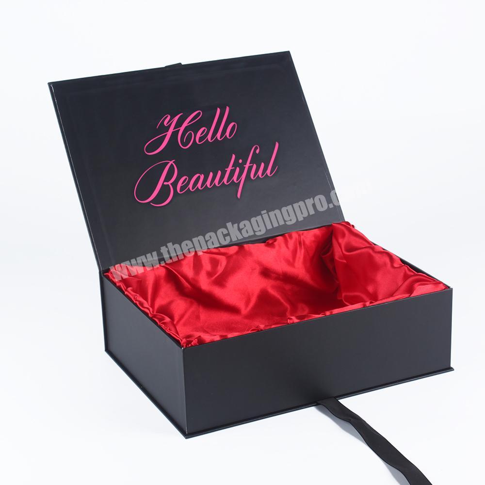 Elegant Premium Flat Wig Decorative Magnetic Gift Boxes Bridesmaid Proposal Box with Custom Logo