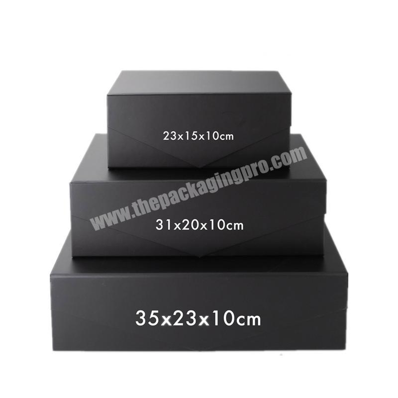 Factory supplier high quality black gift box folding gift packaging boxes with magnetic closure