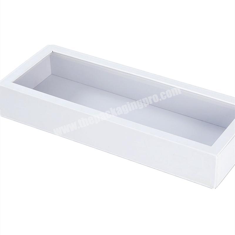 Flip Top PVC Window White Rigid Cardboard Magnetic Closure Custom Packaging Square Gift Box with Clear Lid