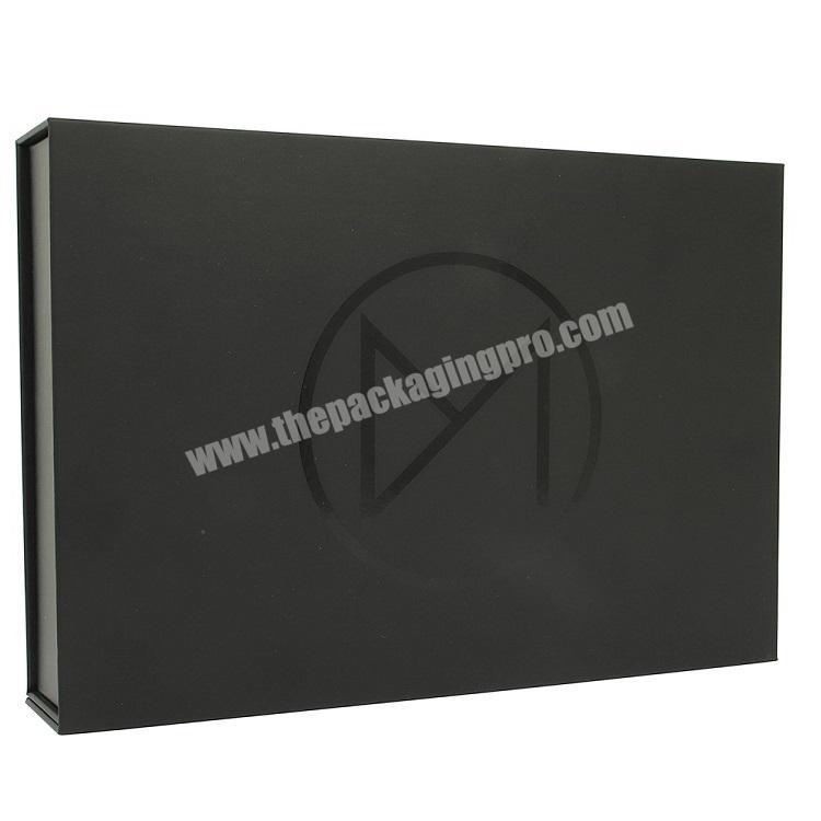 Foldable Black Rigid Gift Paper Empty Box Satin Interior Packaging With Magnetic