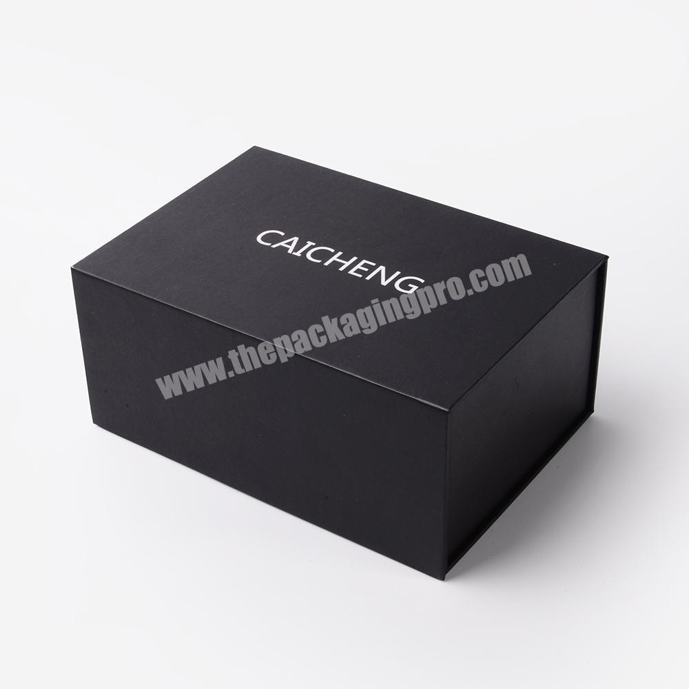 Food Beverage Snack Chocolate Packaging Custom Folding Collapsible Black Rigid Box with Magnet Lid