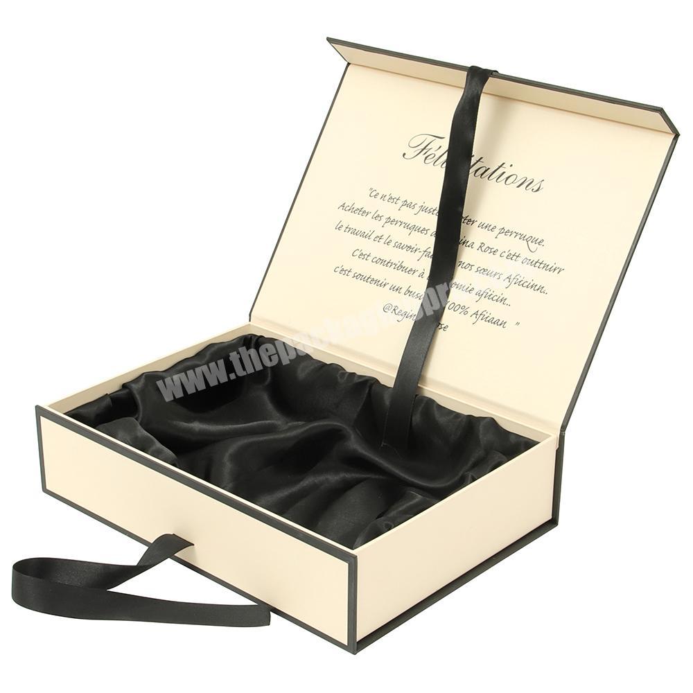Full printing Clothing packaging paper boxes with satin lining Luxury gift boxes with ribbon and magnet Product packaging boxes